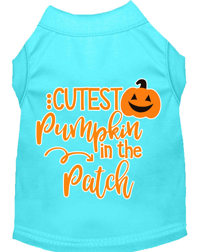 Cutest Pumpkin In The Patch Screen Print Dog Shirt Aqua Lg