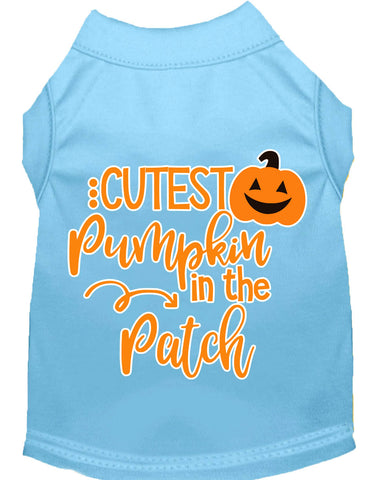 Cutest Pumpkin In The Patch Screen Print Dog Shirt Baby Blue Lg