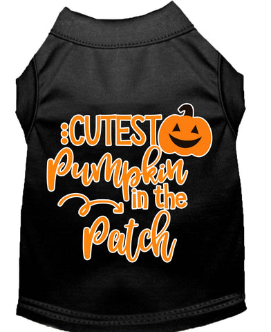 Cutest Pumpkin In The Patch Screen Print Dog Shirt Black Sm