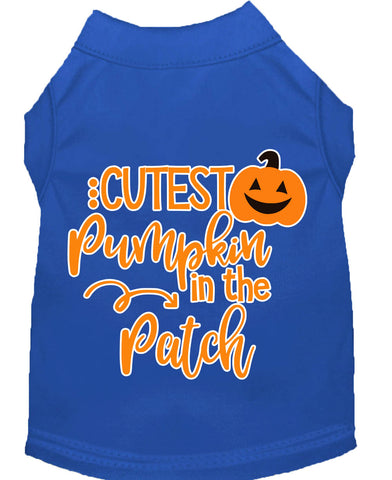 Cutest Pumpkin In The Patch Screen Print Dog Shirt Blue Med