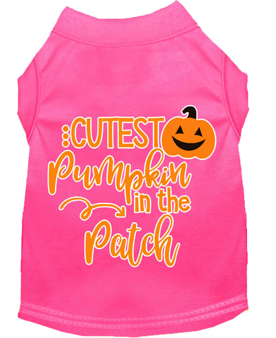 Cutest Pumpkin In The Patch Screen Print Dog Shirt Bright Pink Lg