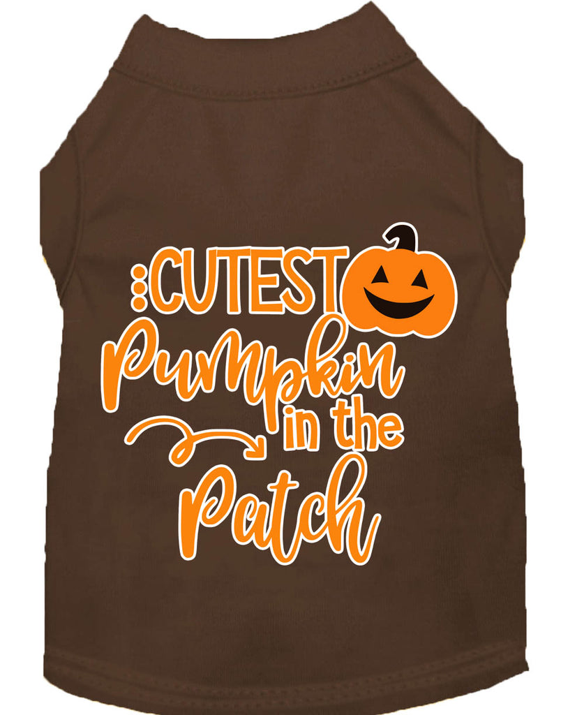 Cutest Pumpkin In The Patch Screen Print Dog Shirt Brown Lg