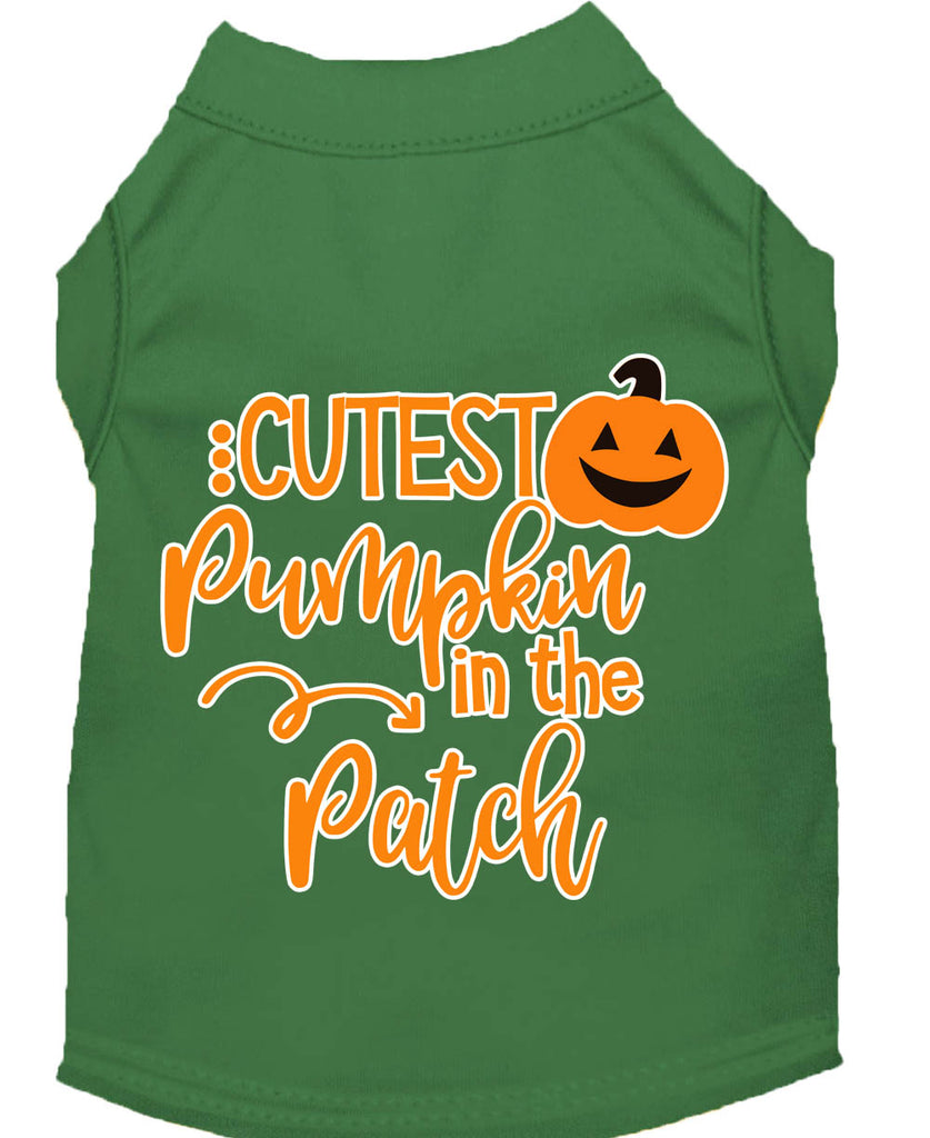 Cutest Pumpkin In The Patch Screen Print Dog Shirt Green Lg