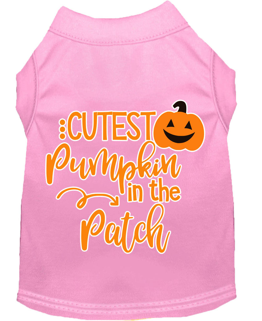 Cutest Pumpkin In The Patch Screen Print Dog Shirt Light Pink Lg