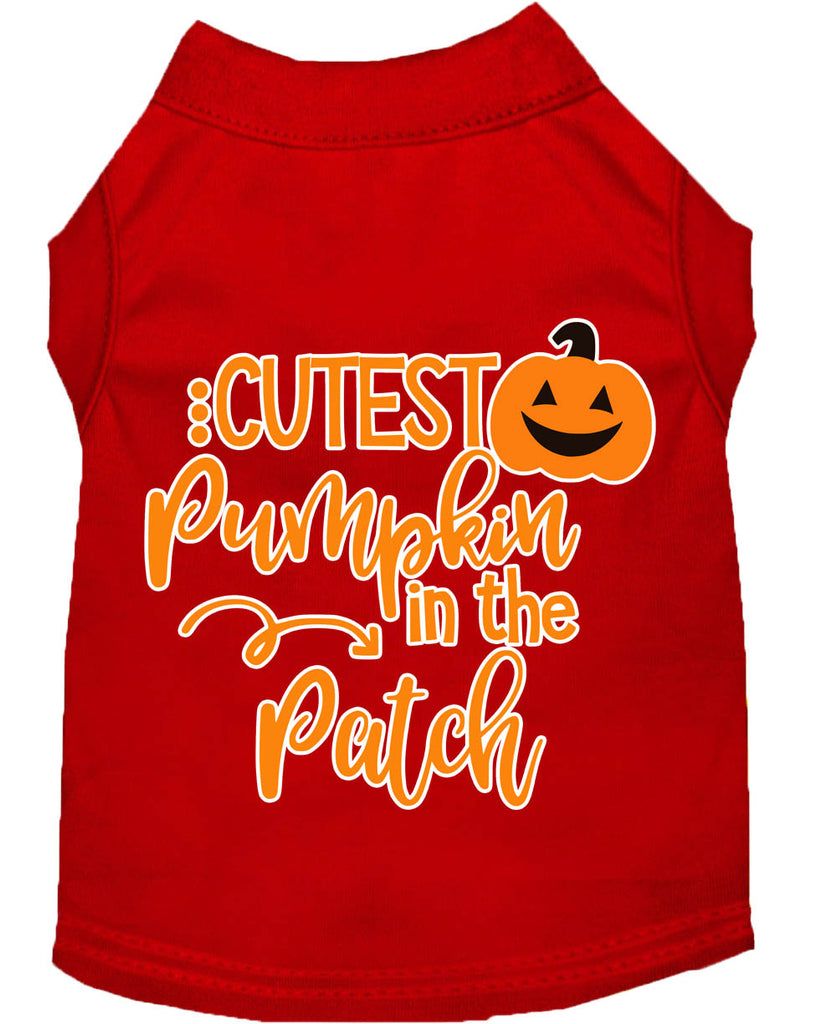 Cutest Pumpkin In The Patch Screen Print Dog Shirt Red Lg