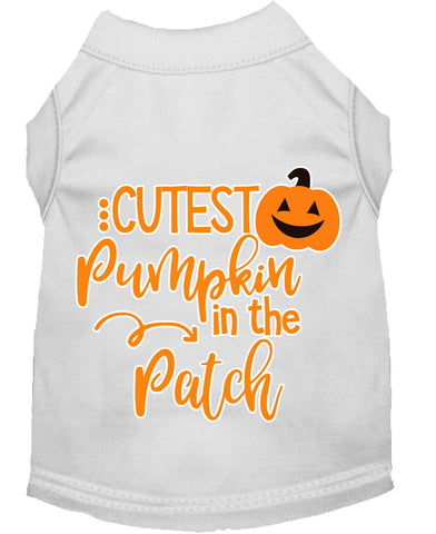 Cutest Pumpkin In The Patch Screen Print Dog Shirt White Lg