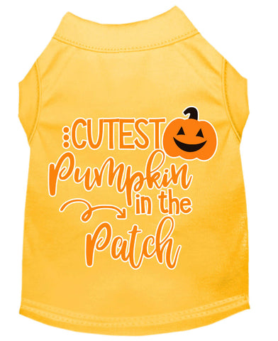 Cutest Pumpkin In The Patch Screen Print Dog Shirt Yellow Lg