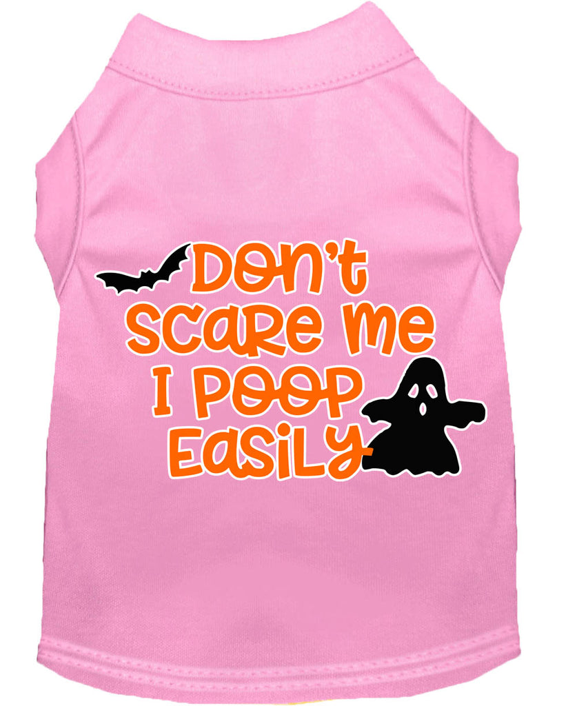 Don't Scare Me, Poops Easily Screen Print Dog Shirt Light Pink Lg