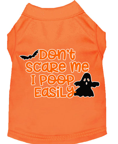 Don't Scare Me, Poops Easily Screen Print Dog Shirt Orange Lg