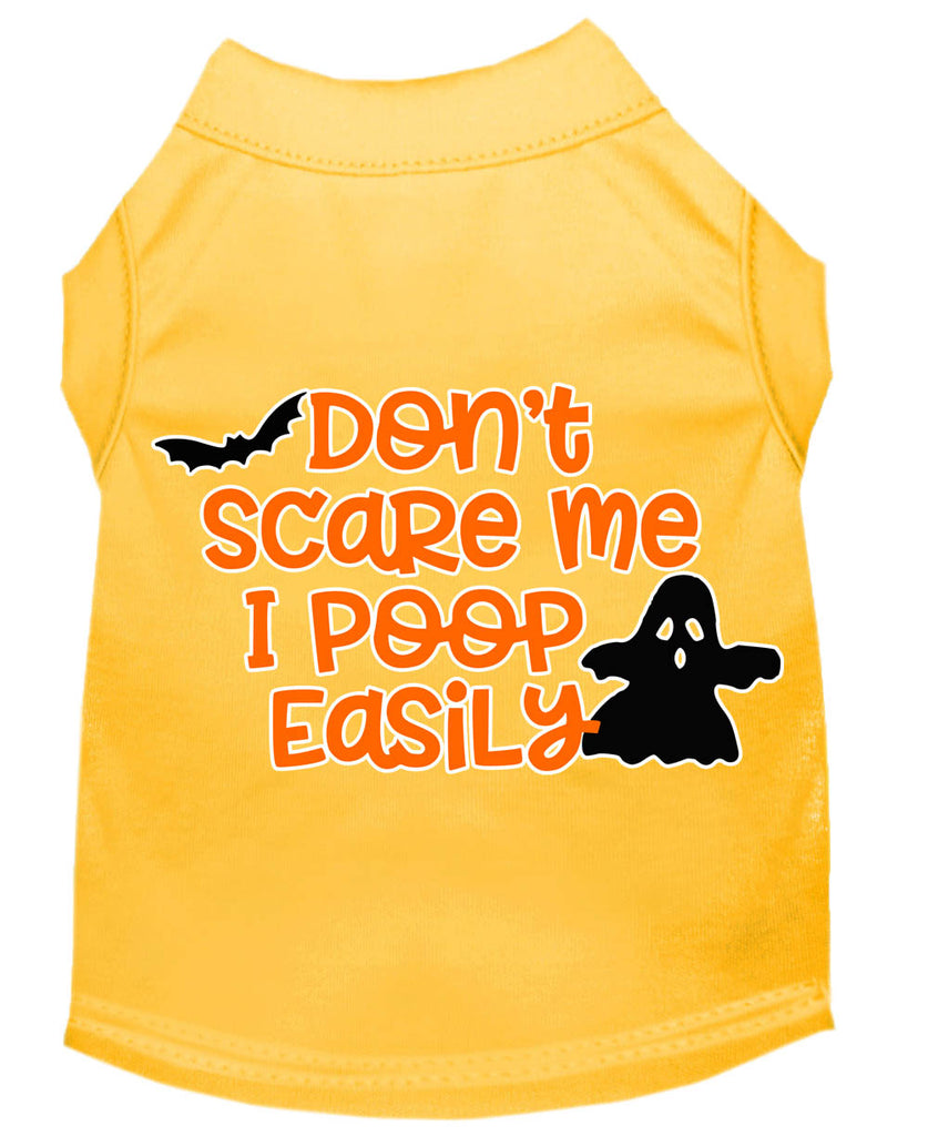 Don't Scare Me, Poops Easily Screen Print Dog Shirt Yellow Lg