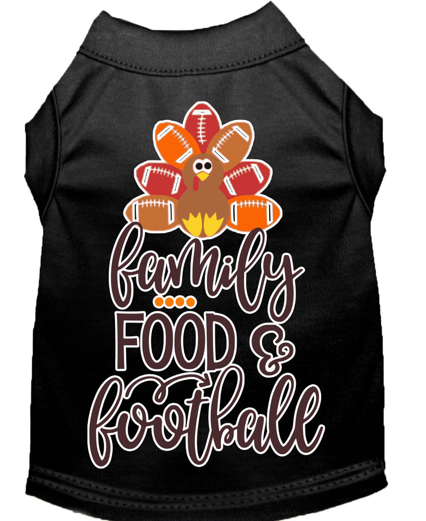 Family, Food, And Football Screen Print Dog Shirt Black Lg