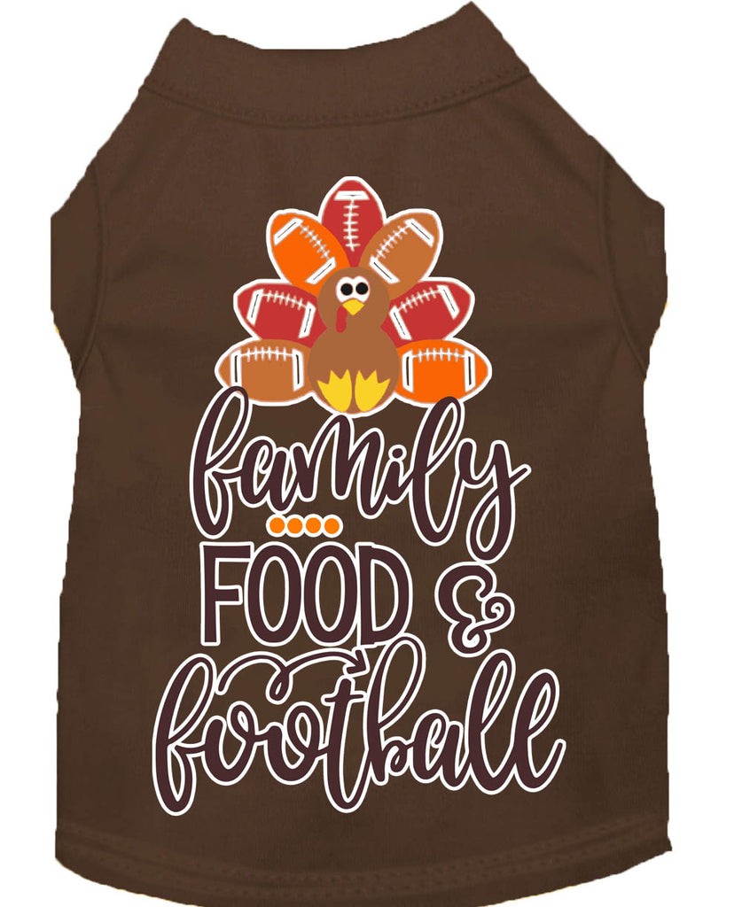 Family, Food, And Football Screen Print Dog Shirt Brown Med