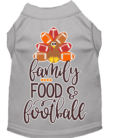 Family, Food, And Football Screen Print Dog Shirt Grey Med