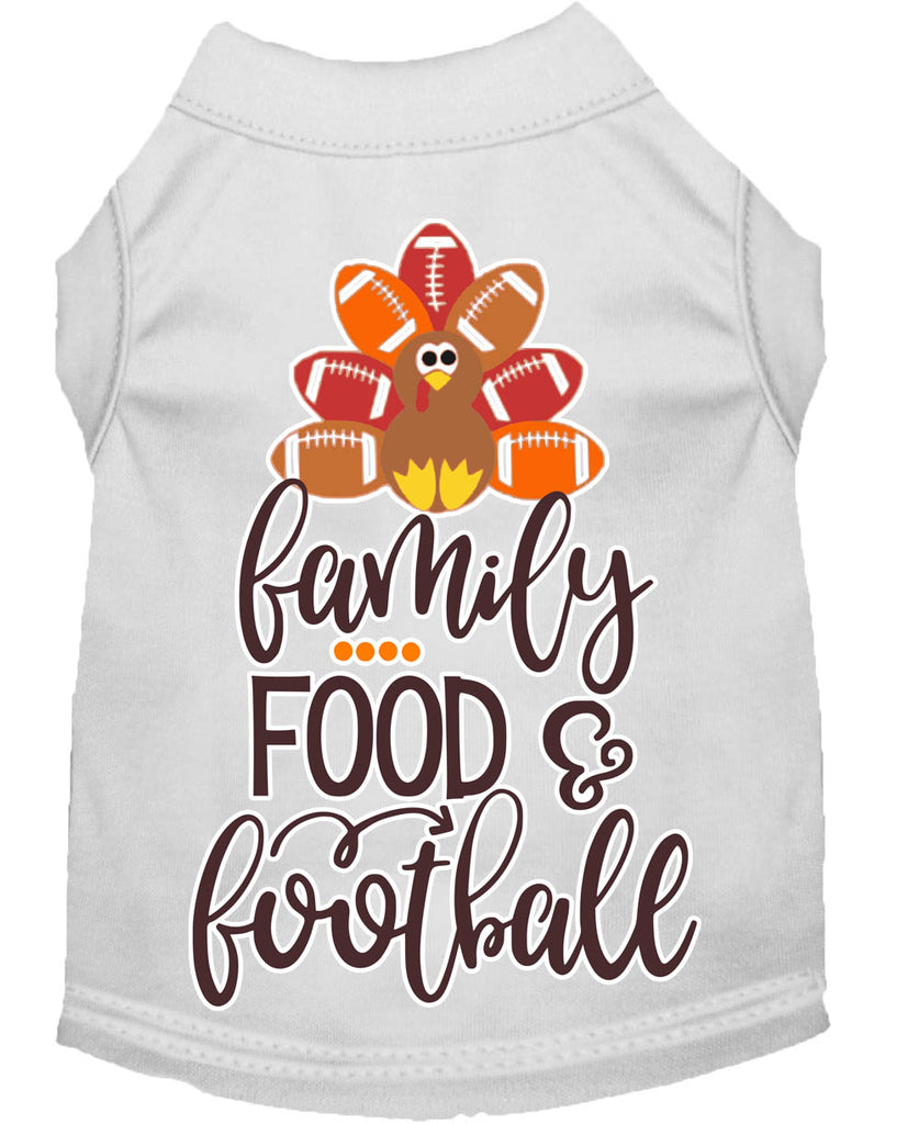 Family, Food, And Football Screen Print Dog Shirt White Lg