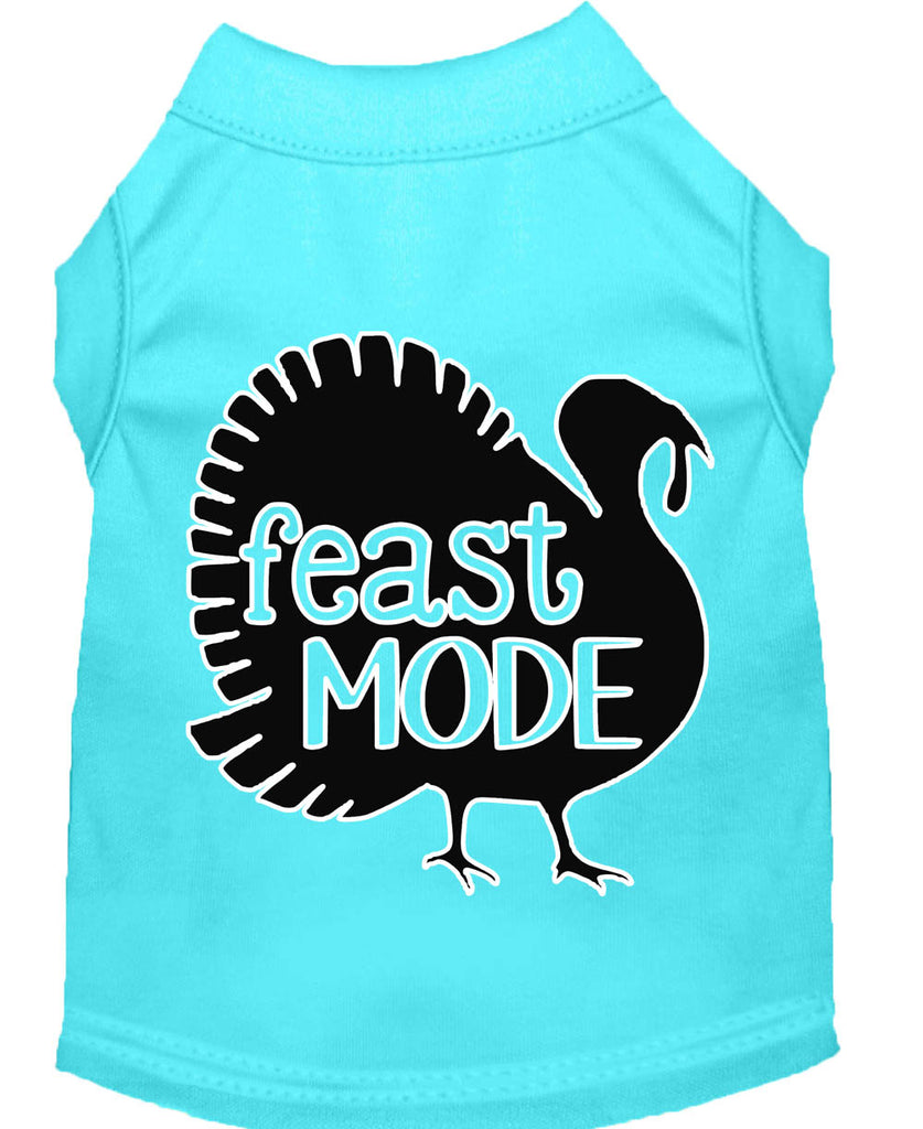 Feast Mode Screen Print Dog Shirt Aqua Med