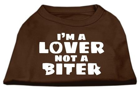 I'm a Lover not a Biter Screen Printed Dog Shirt Brown Med (12)