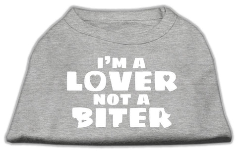 I'm a Lover not a Biter Screen Printed Dog Shirt   Grey Med (12)