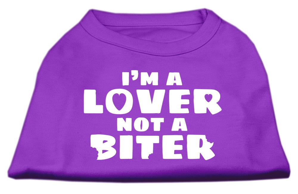 I'm a Lover not a Biter Screen Printed Dog Shirt   Purple Med (12)