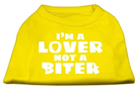 I'm a Lover not a Biter Screen Printed Dog Shirt Yellow XS (8)