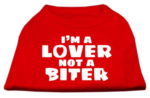 I'm a Lover not a Biter Screen Printed Dog Shirt   Red XXL (18)