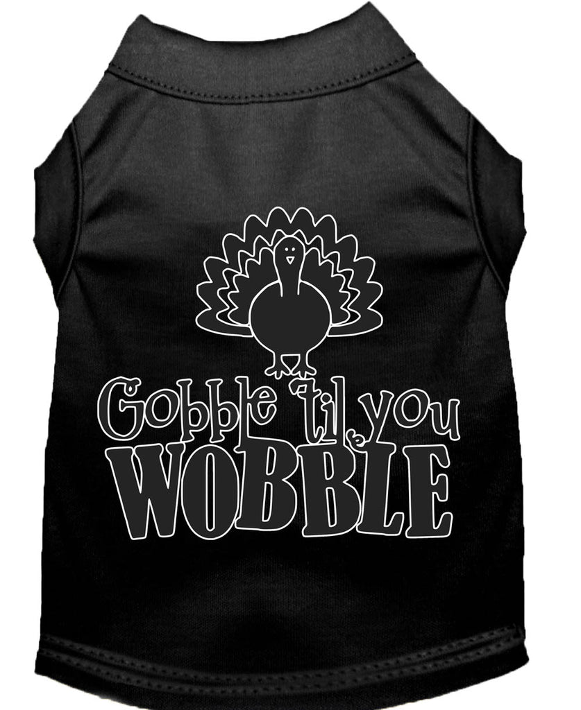 Gobble Til You Wobble Screen Print Dog Shirt Black Xs