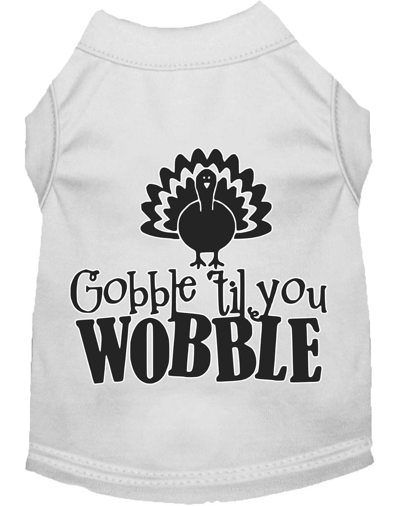 Gobble Til You Wobble Screen Print Dog Shirt White Lg