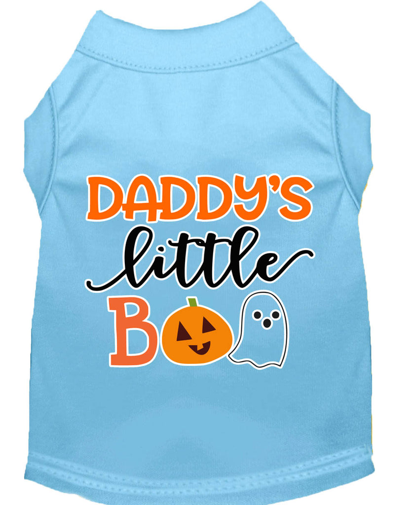 Daddy's Little Boo Screen Print Dog Shirt Baby Blue Lg