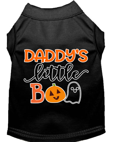 Daddy's Little Boo Screen Print Dog Shirt Black Med