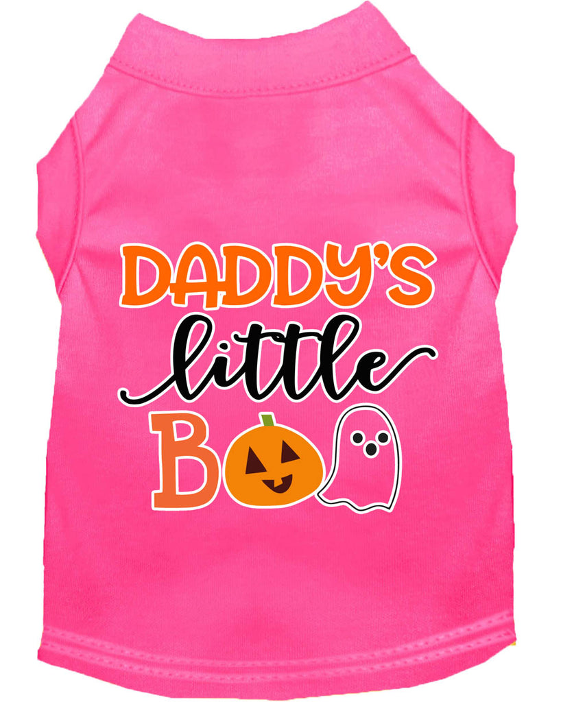 Daddy's Little Boo Screen Print Dog Shirt Bright Pink Xl