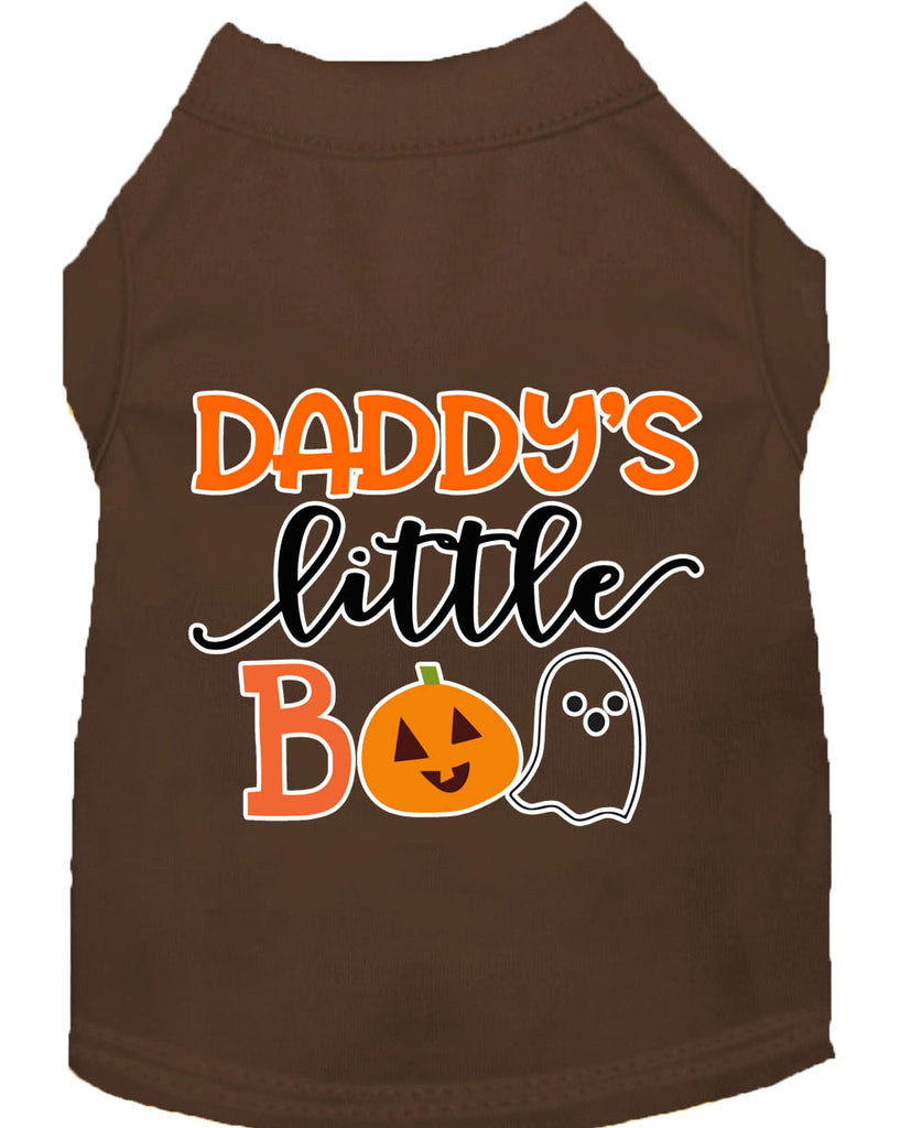 Daddy's Little Boo Screen Print Dog Shirt Brown Xl