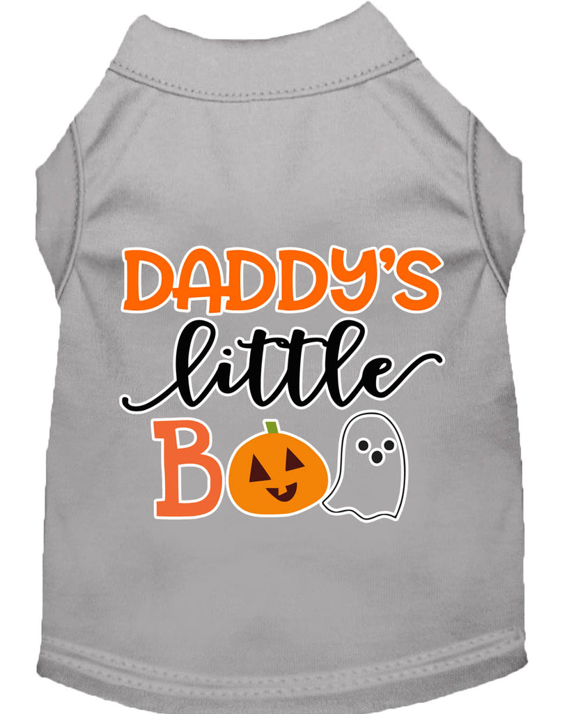 Daddy's Little Boo Screen Print Dog Shirt Grey Lg