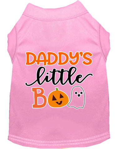 Daddy's Little Boo Screen Print Dog Shirt Light Pink Lg