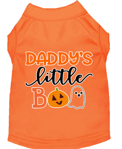 Daddy's Little Boo Screen Print Dog Shirt Orange Lg