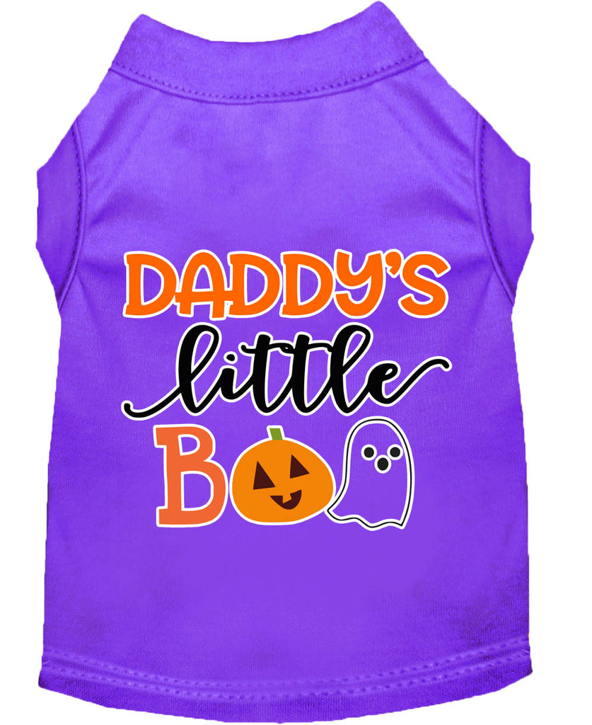 Daddy's Little Boo Screen Print Dog Shirt Purple Lg