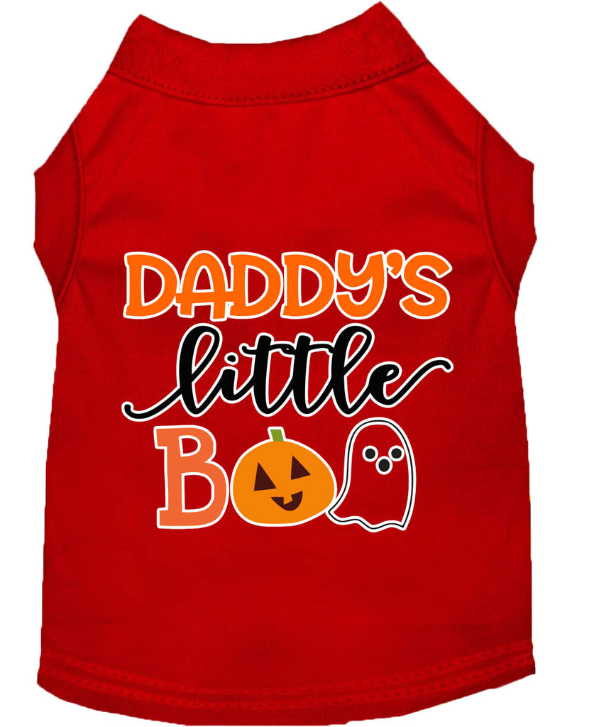 Daddy's Little Boo Screen Print Dog Shirt Red Lg