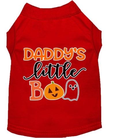 Daddy's Little Boo Screen Print Dog Shirt Red Lg