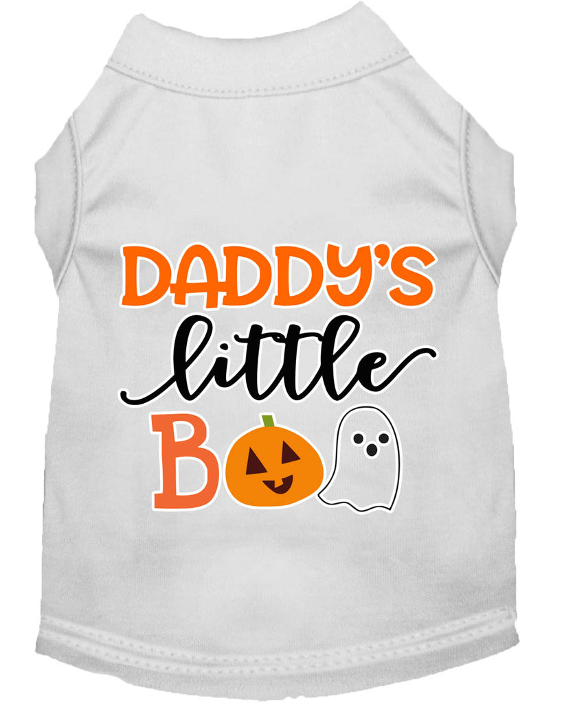 Daddy's Little Boo Screen Print Dog Shirt White Med