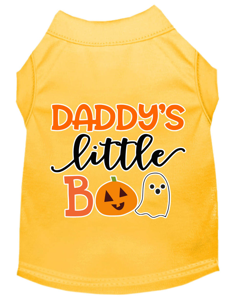 Daddy's Little Boo Screen Print Dog Shirt Yellow Lg