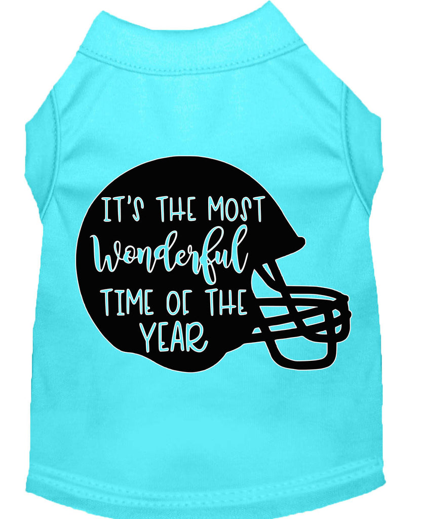 Most Wonderful Time Of The Year (football) Screen Print Dog Shirt Aqua Lg