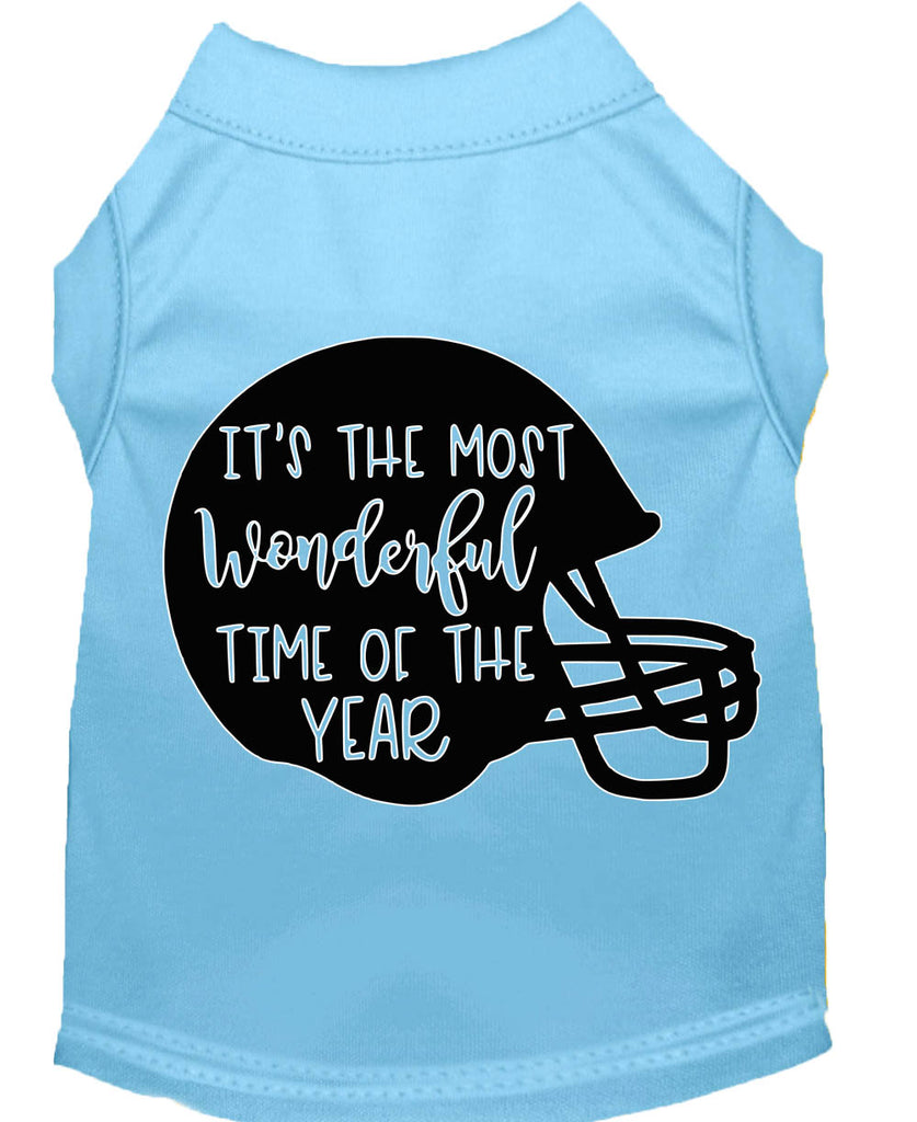 Most Wonderful Time Of The Year (football) Screen Print Dog Shirt Baby Blue Med