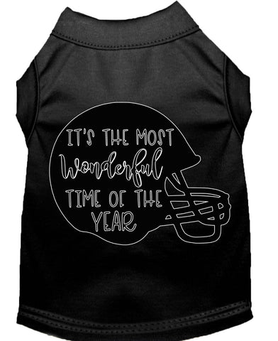 Most Wonderful Time Of The Year (football) Screen Print Dog Shirt Black Xs