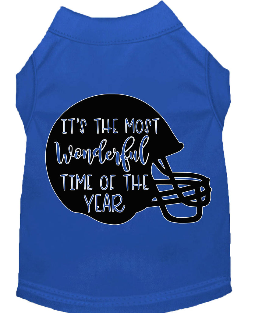 Most Wonderful Time Of The Year (football) Screen Print Dog Shirt Blue Xs