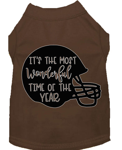 Most Wonderful Time Of The Year (football) Screen Print Dog Shirt Brown Lg