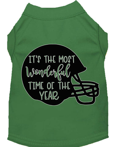 Most Wonderful Time Of The Year (football) Screen Print Dog Shirt Green Sm