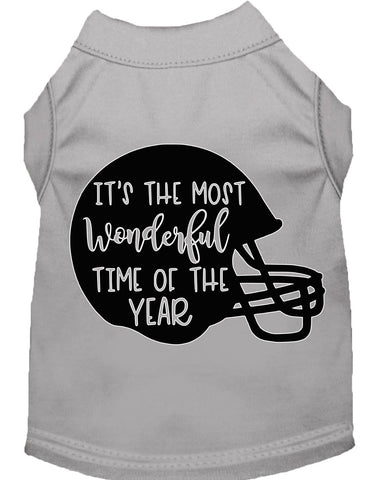 Most Wonderful Time Of The Year (football) Screen Print Dog Shirt Grey Xl