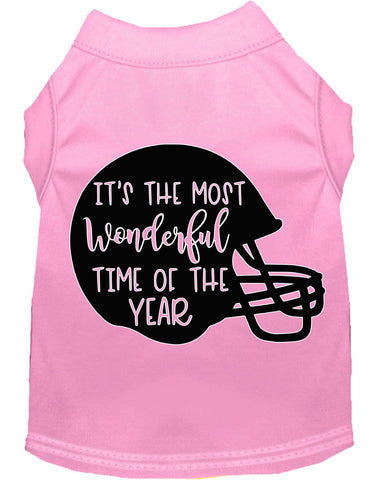 Most Wonderful Time Of The Year (football) Screen Print Dog Shirt Light Pink Lg