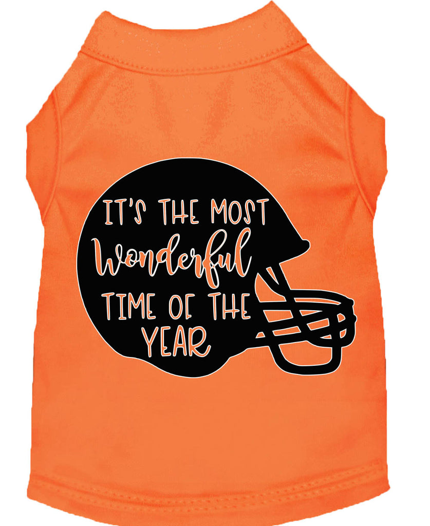 Most Wonderful Time Of The Year (football) Screen Print Dog Shirt Orange Sm