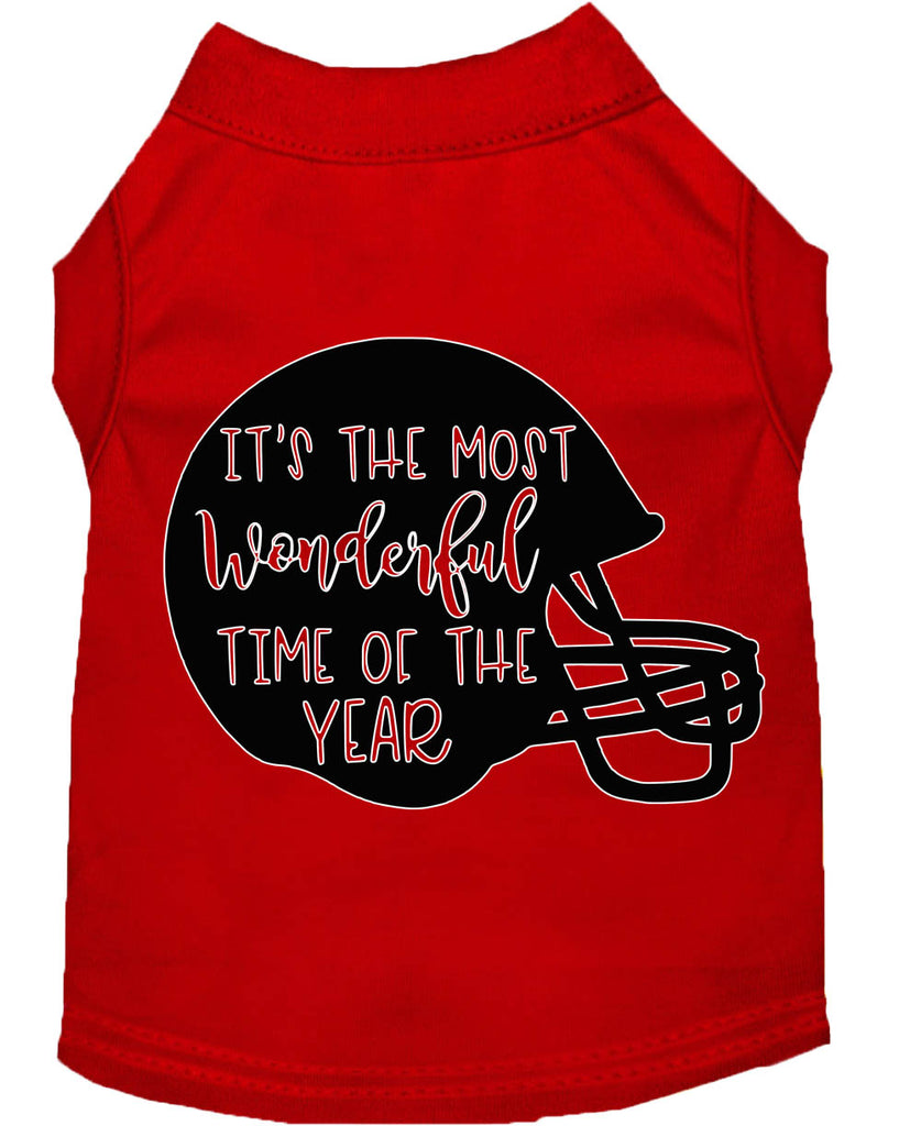 Most Wonderful Time Of The Year (football) Screen Print Dog Shirt Red Xl