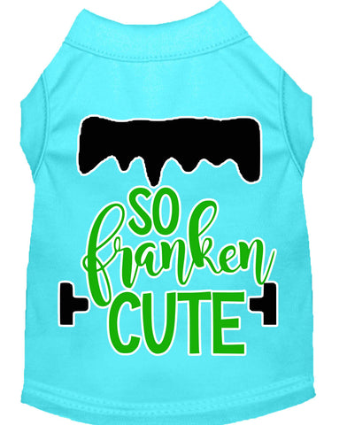 So Franken Cute Screen Print Dog Shirt Aqua Med