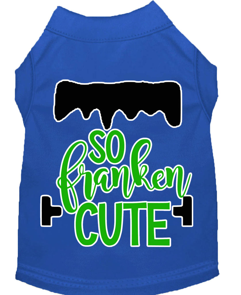 So Franken Cute Screen Print Dog Shirt Blue Lg